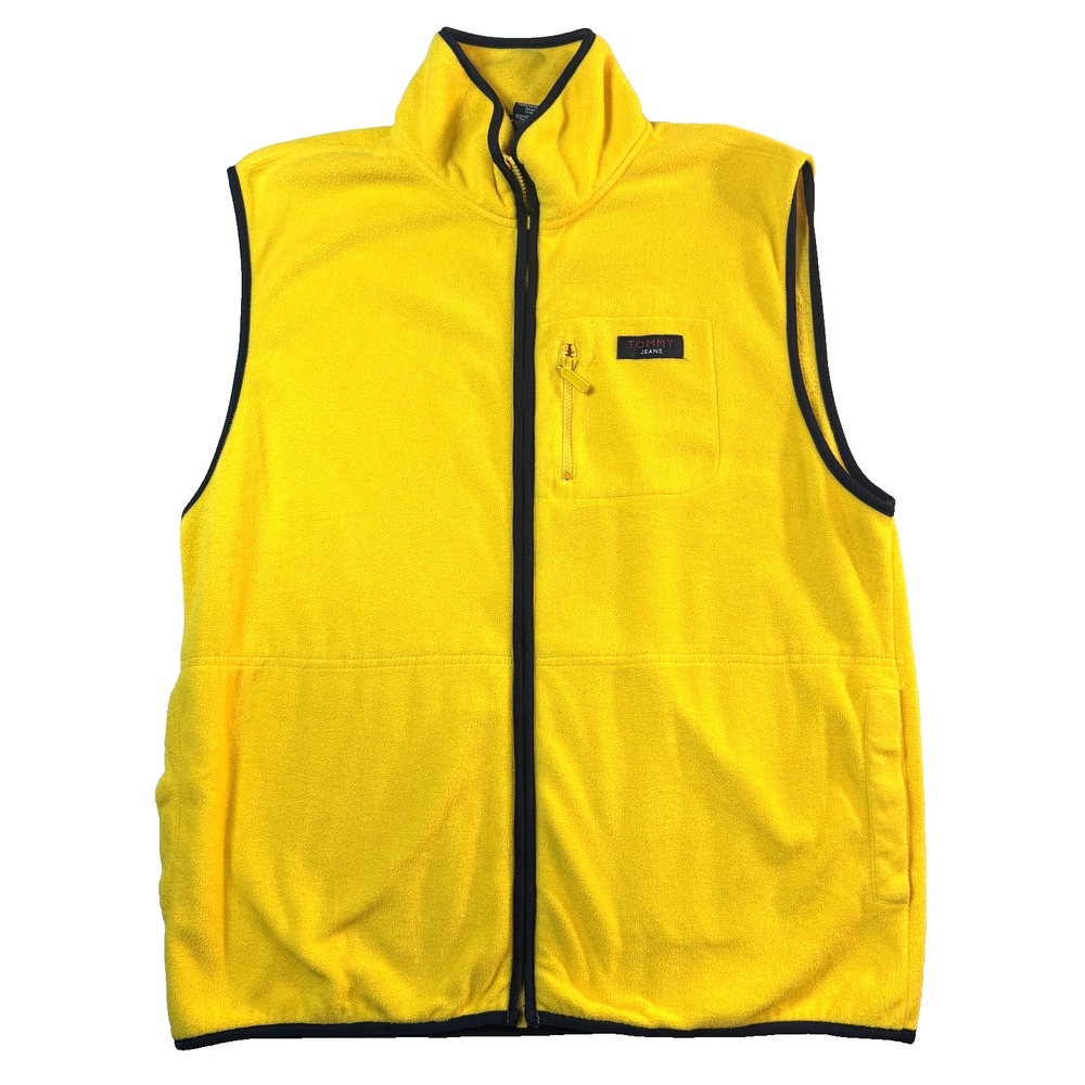 90s Tommy Hilfiger Jeans Vest Vintage Streetwear Mens L Yellow Sportcore